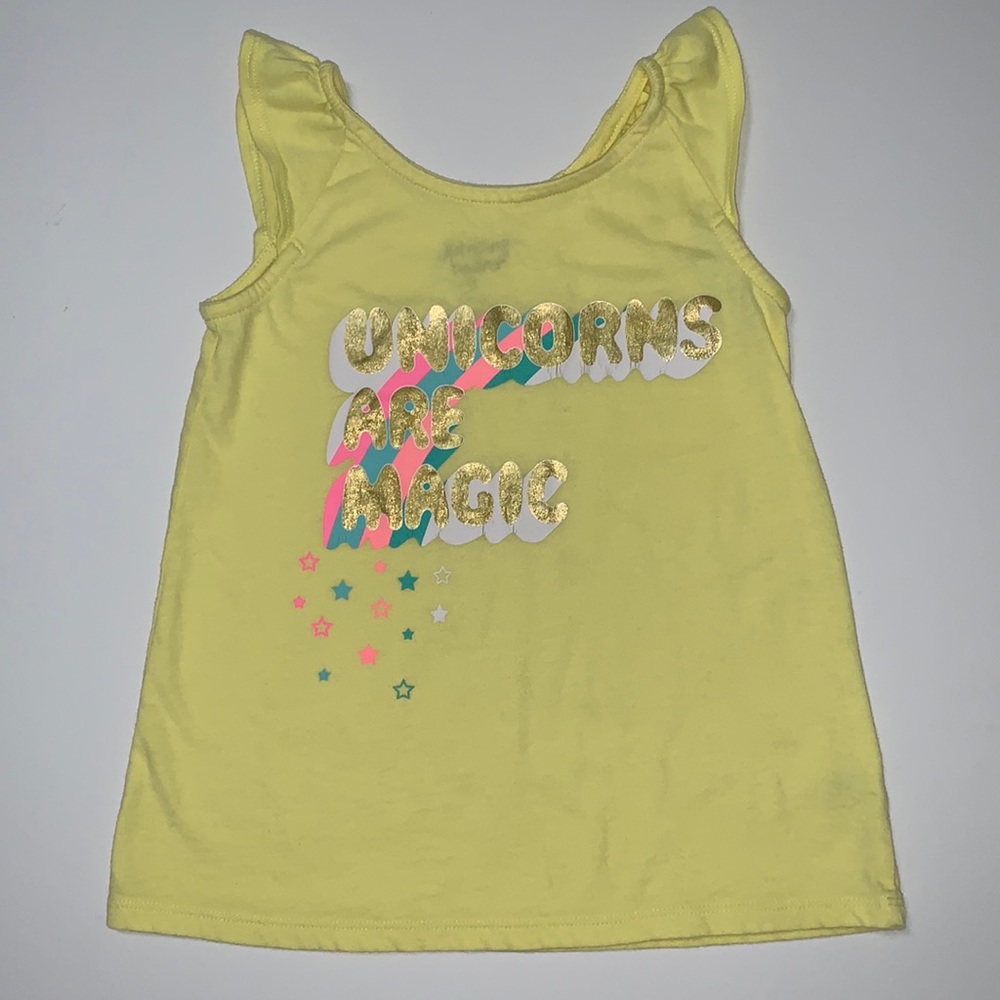 Jumping Beans Girl’s shirt Yellow Tank top, rainbow Size 6